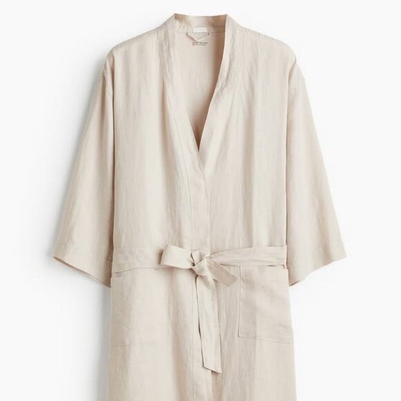 Like New Washed Linen Bathrobe in Light Beige by H&M, size L/XL - Picture 1 of 6